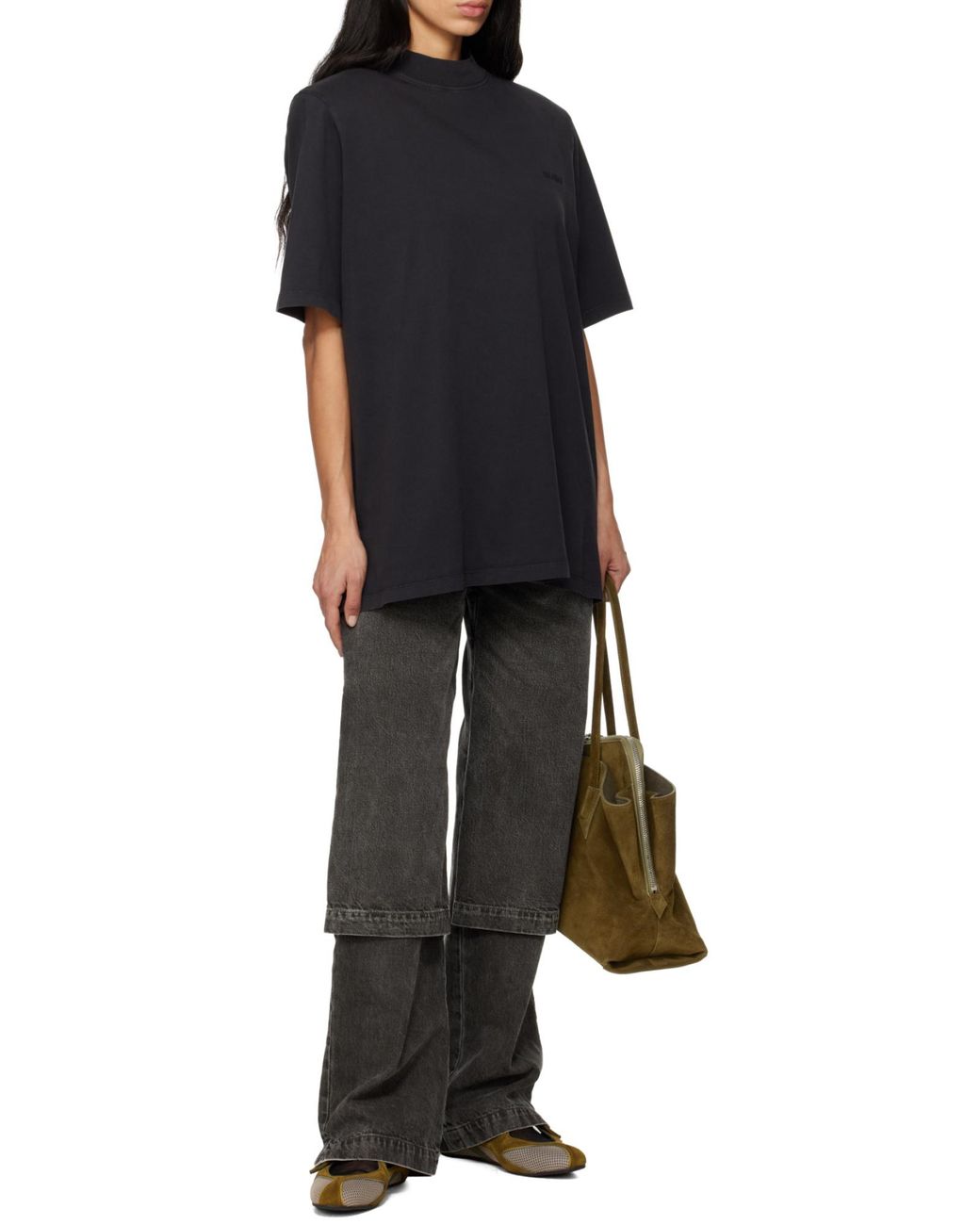 The Attico Black The Logo Embroidered Oversized T-Shirt