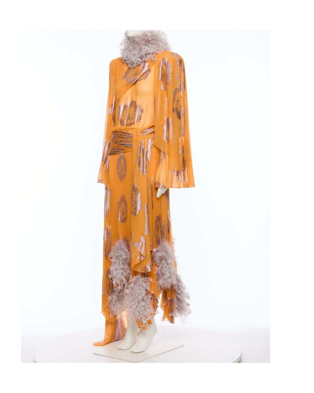 Valentino Orange Long-Sleeved Dress