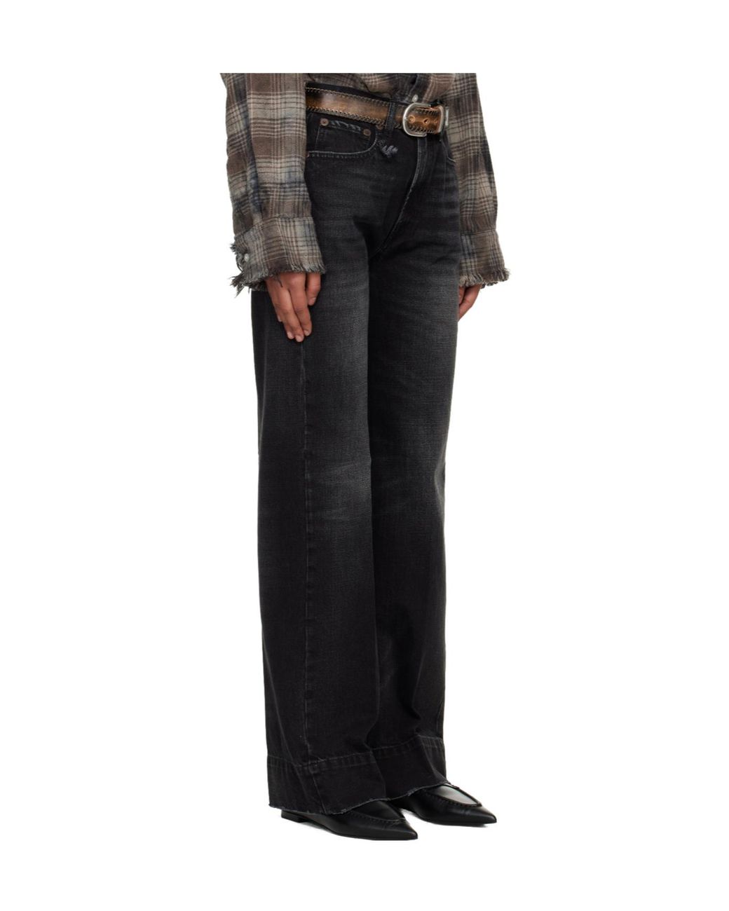 R13 Black Pauline Belt Loop Jeans