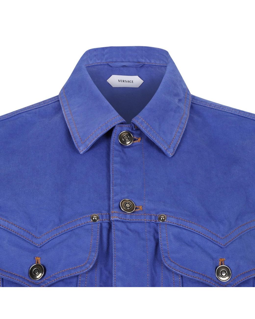 Versace Blue Cropped Non-Stretch Denim Jacket