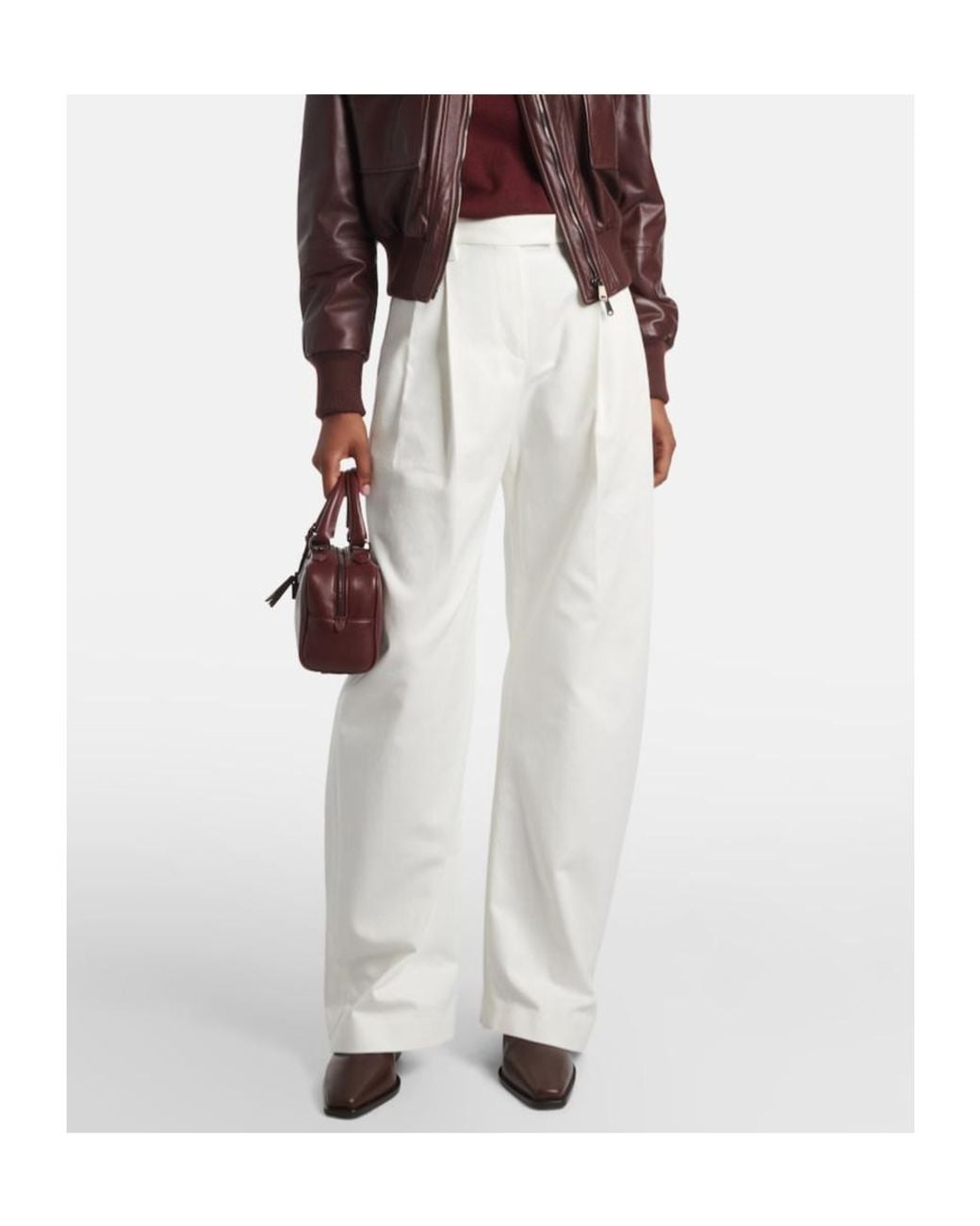 Brunello Cucinelli White Cotton Barrel-Leg Pants