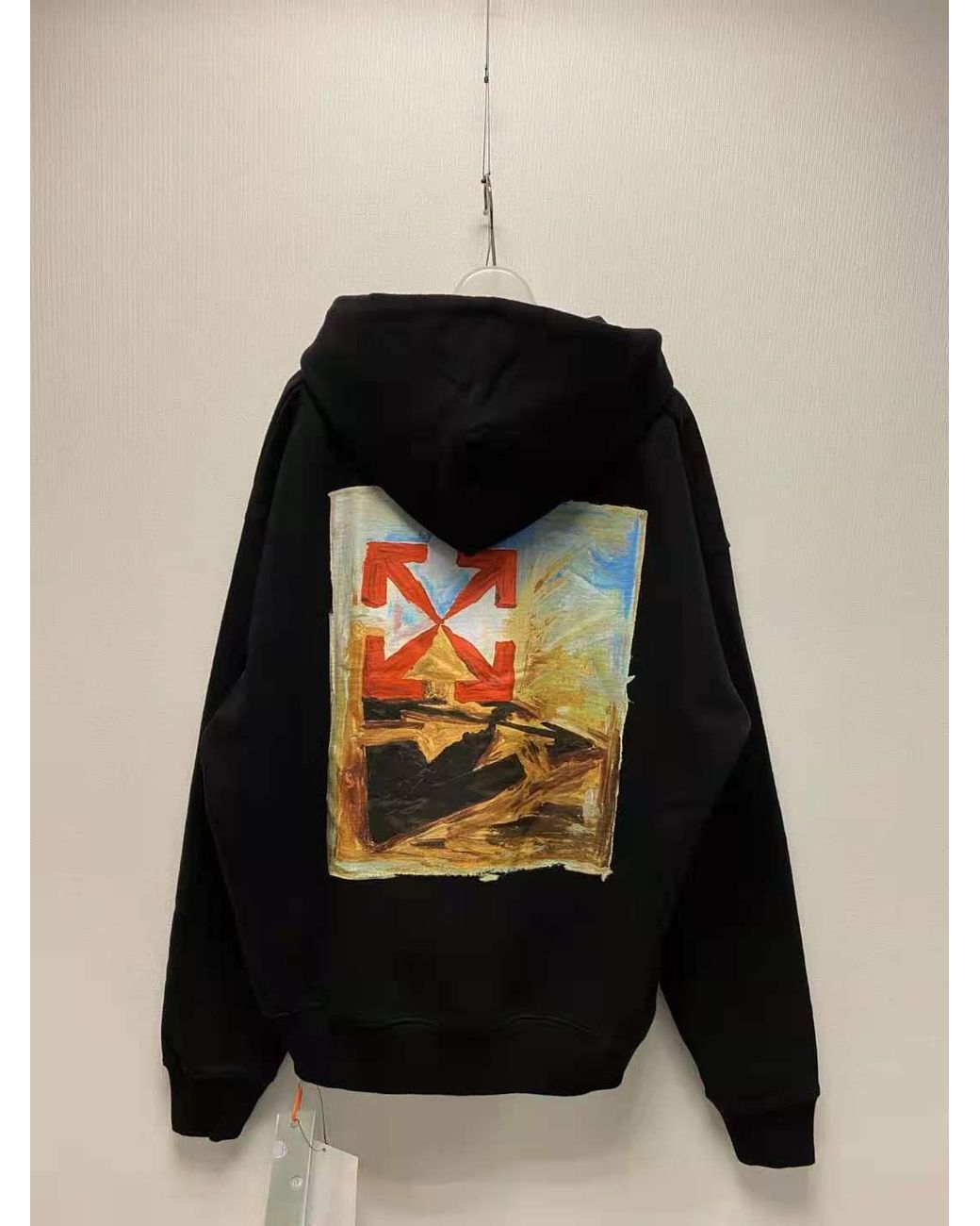 Off-White c/o Virgil Abloh Black Logo-Print Arrow Painterly-Print Hoodie for men