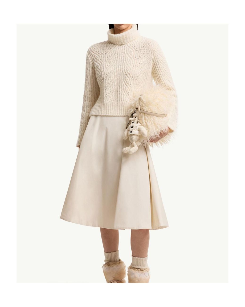 Moncler White Alpaca Blend Turtleneck Jumper