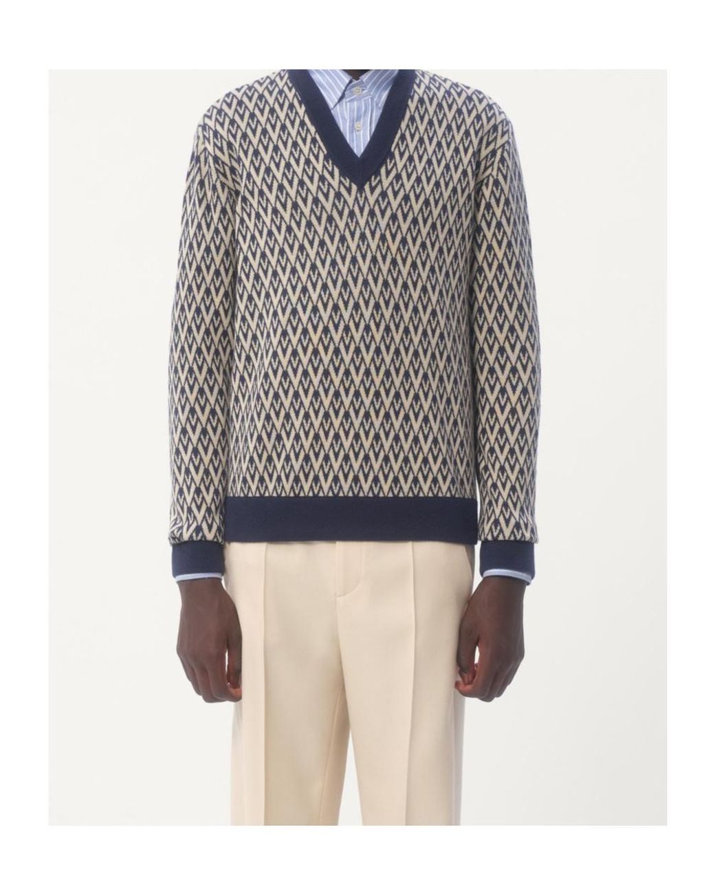 Valentino Gray Toute La V Crewneck Jumper for men