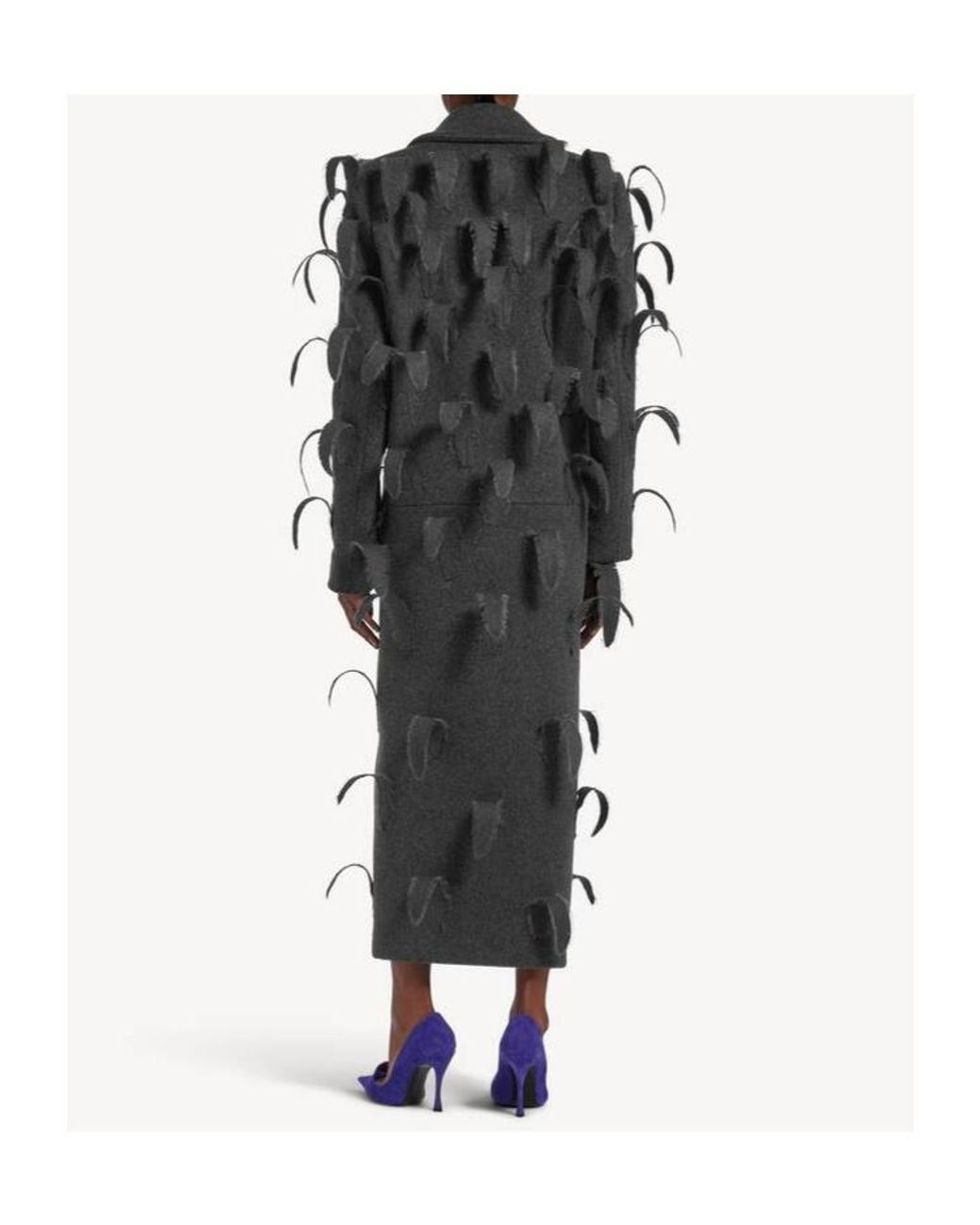 Balenciaga Black Feathered Embroidered Maxi Coat