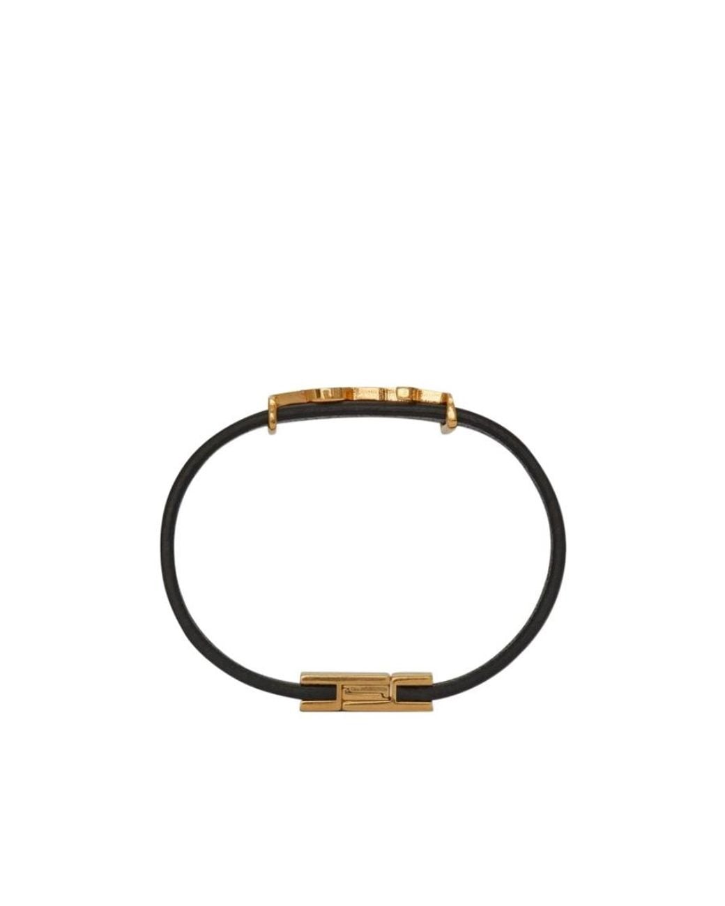 Saint Laurent White Cassandre Logo Plaque Bracelet for men