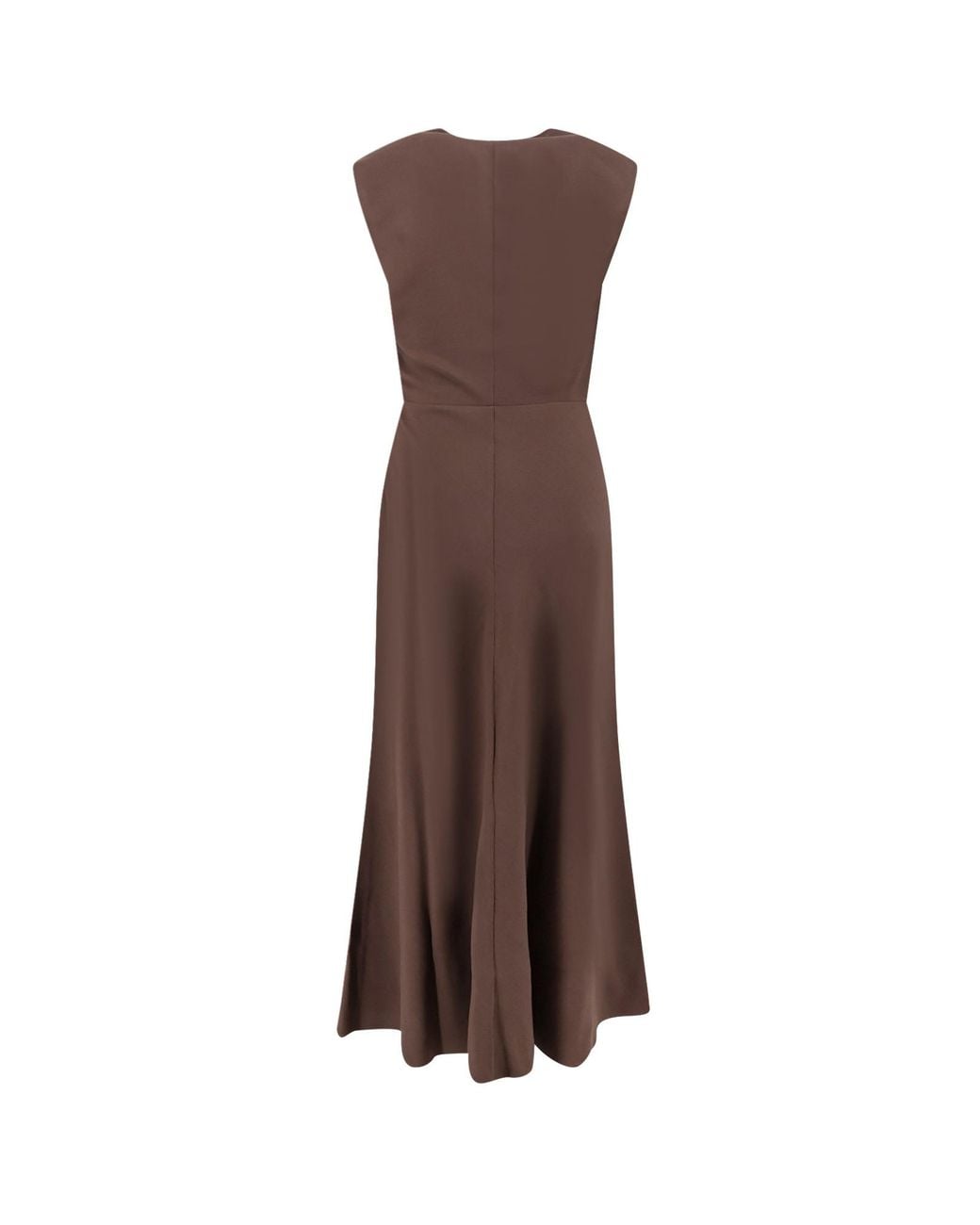 Brunello Cucinelli Brown Cowl-Neck Flared Dress