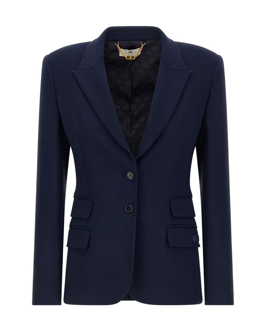 Elisabetta Franchi Blue Single Breasted Tailored Blazer