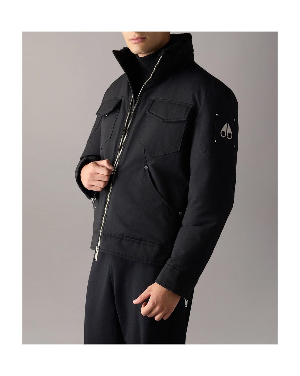 Moose Knuckles Black Falcon Down Trucker Jacket for men