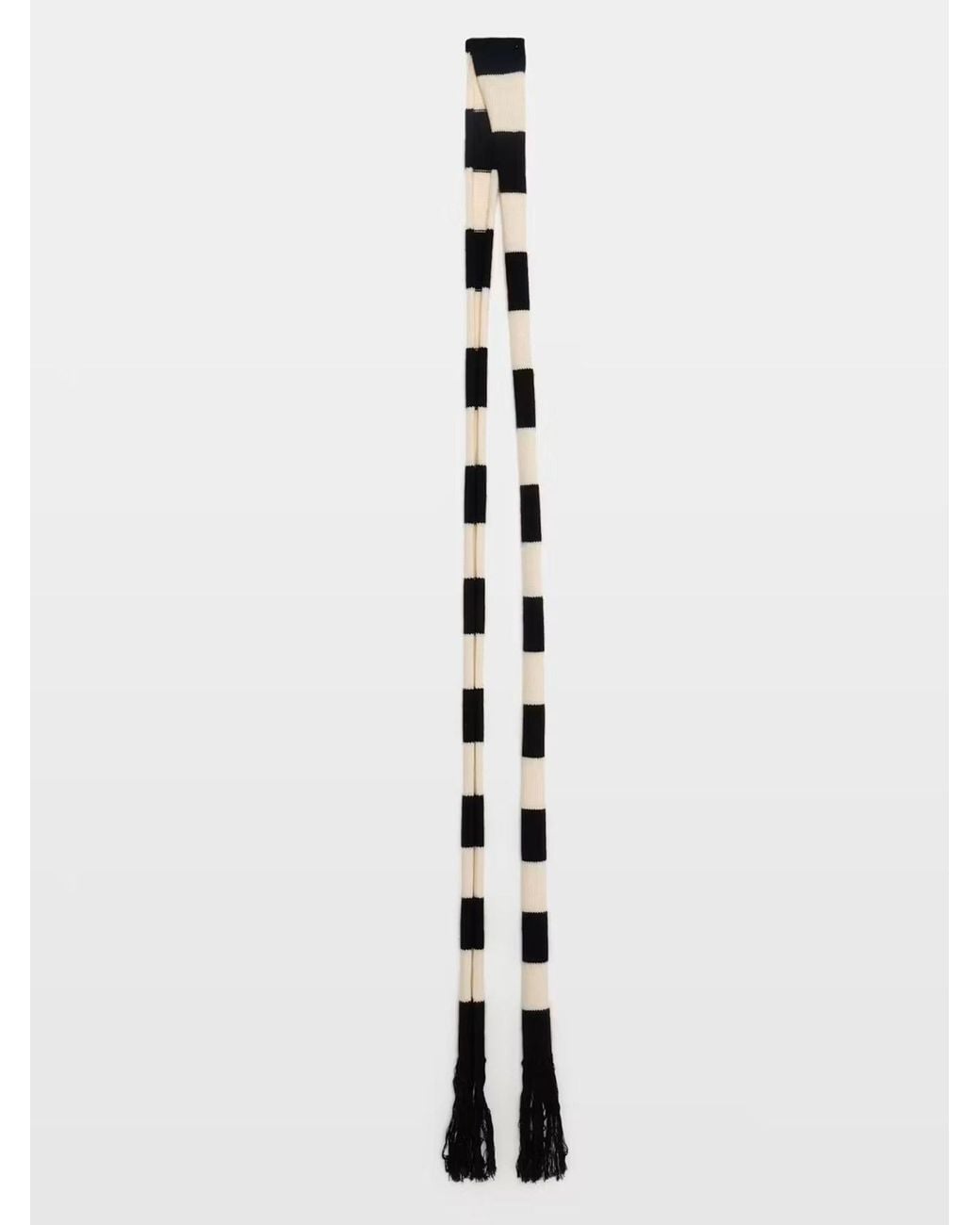 Zadig & Voltaire White Striped Tasseled Scarf