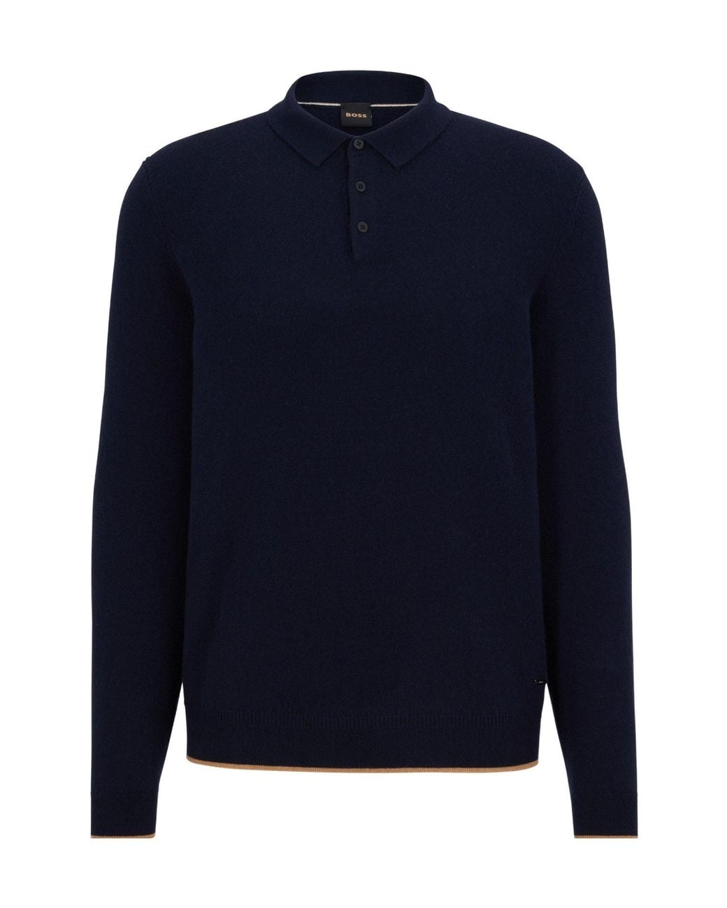 Boss Blue Knit Polo Sweater for men