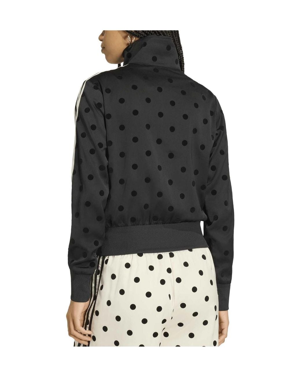 Adidas Originals Black Polka-Dot Short-Length Stand-Collar Sport Jacket