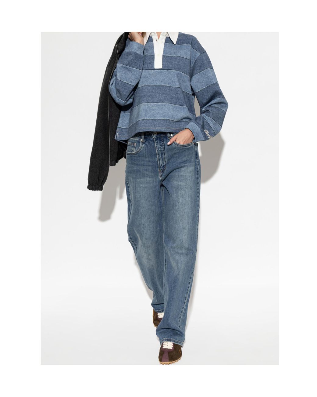 Rag & Bone Blue Long-Sleeve Polo Shirt