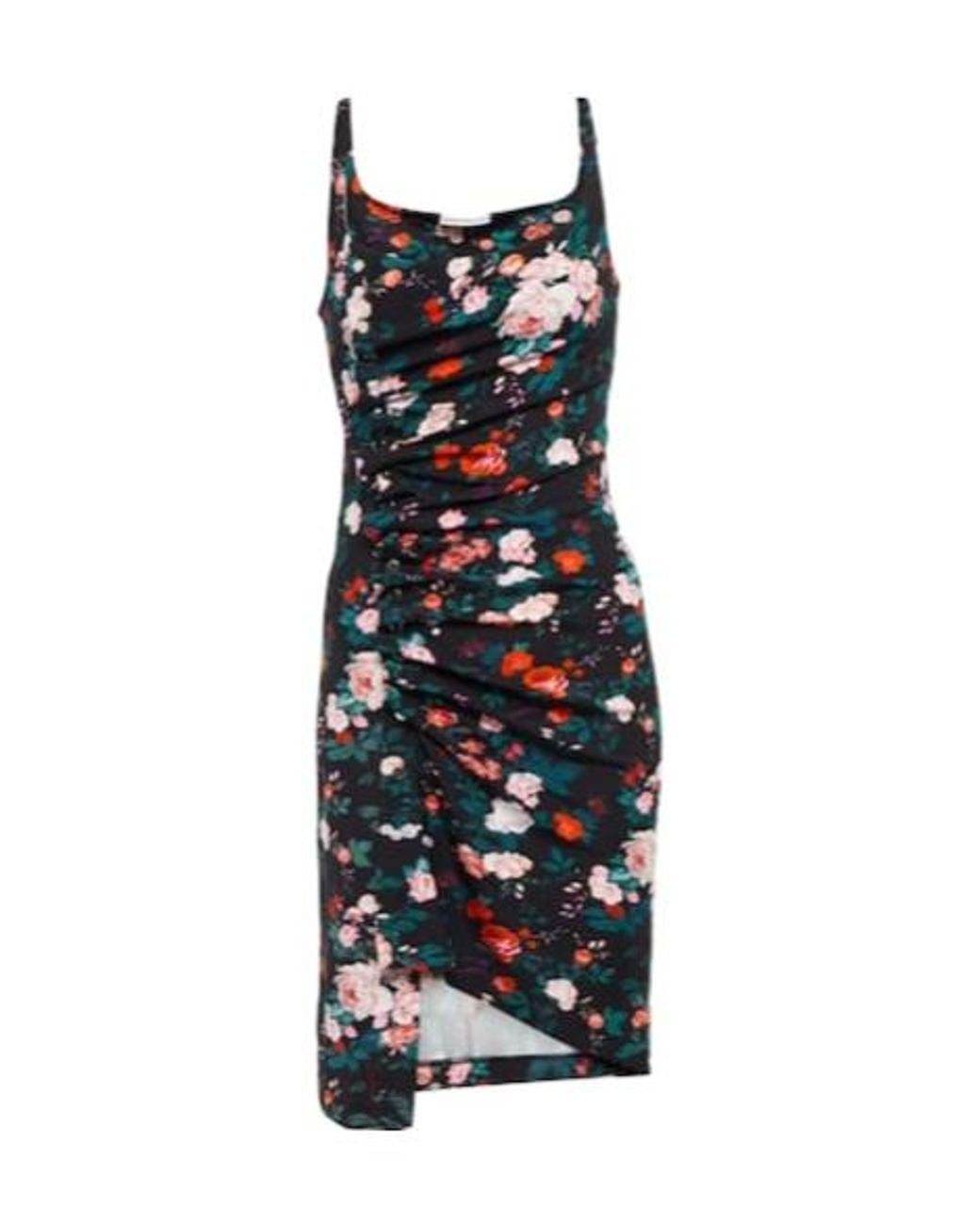 Rabanne Black Floral Ruched Jersey Minidress