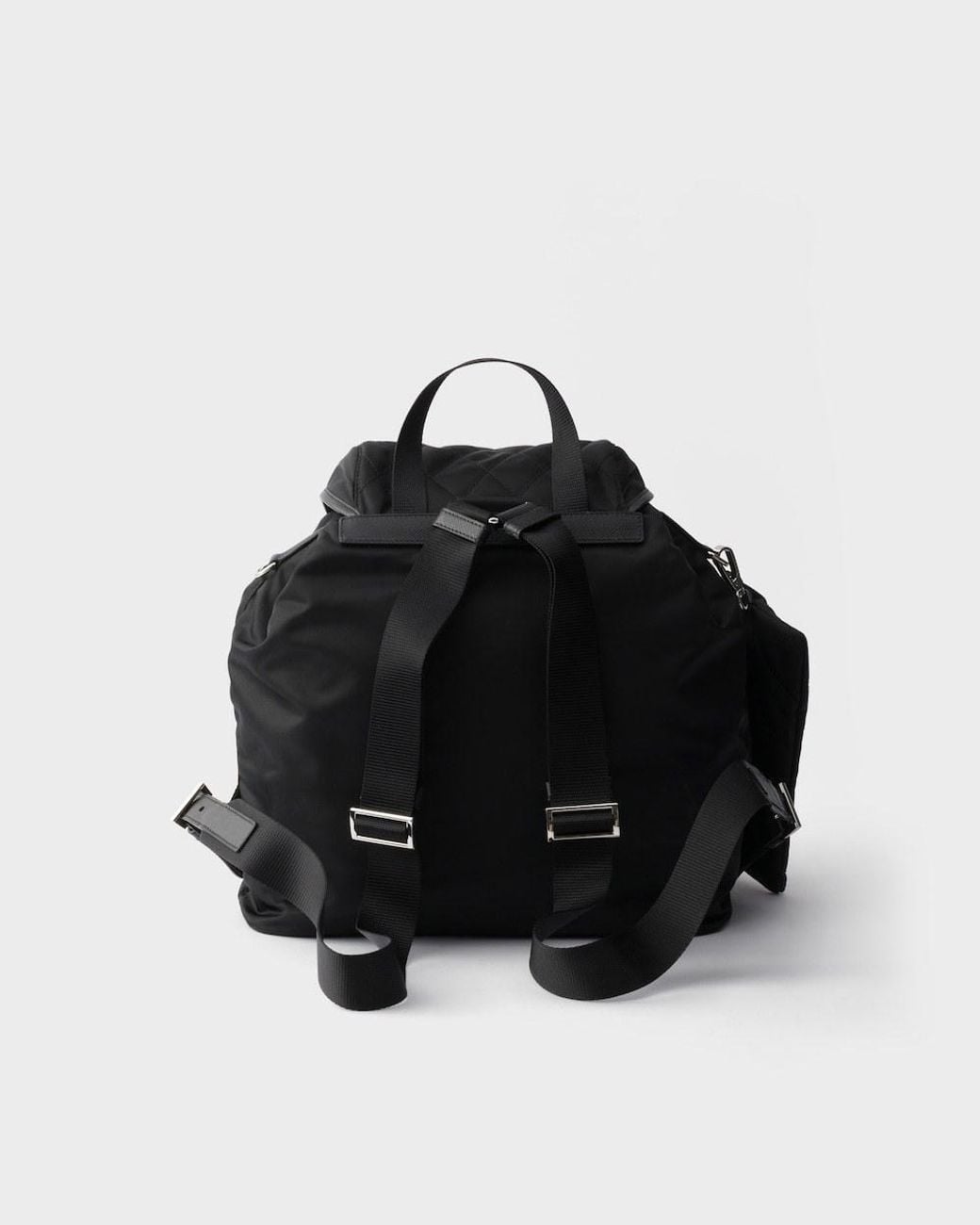 Prada Black Medium Quilted Re-Nylon Backpack With Saffiano Leather Trim