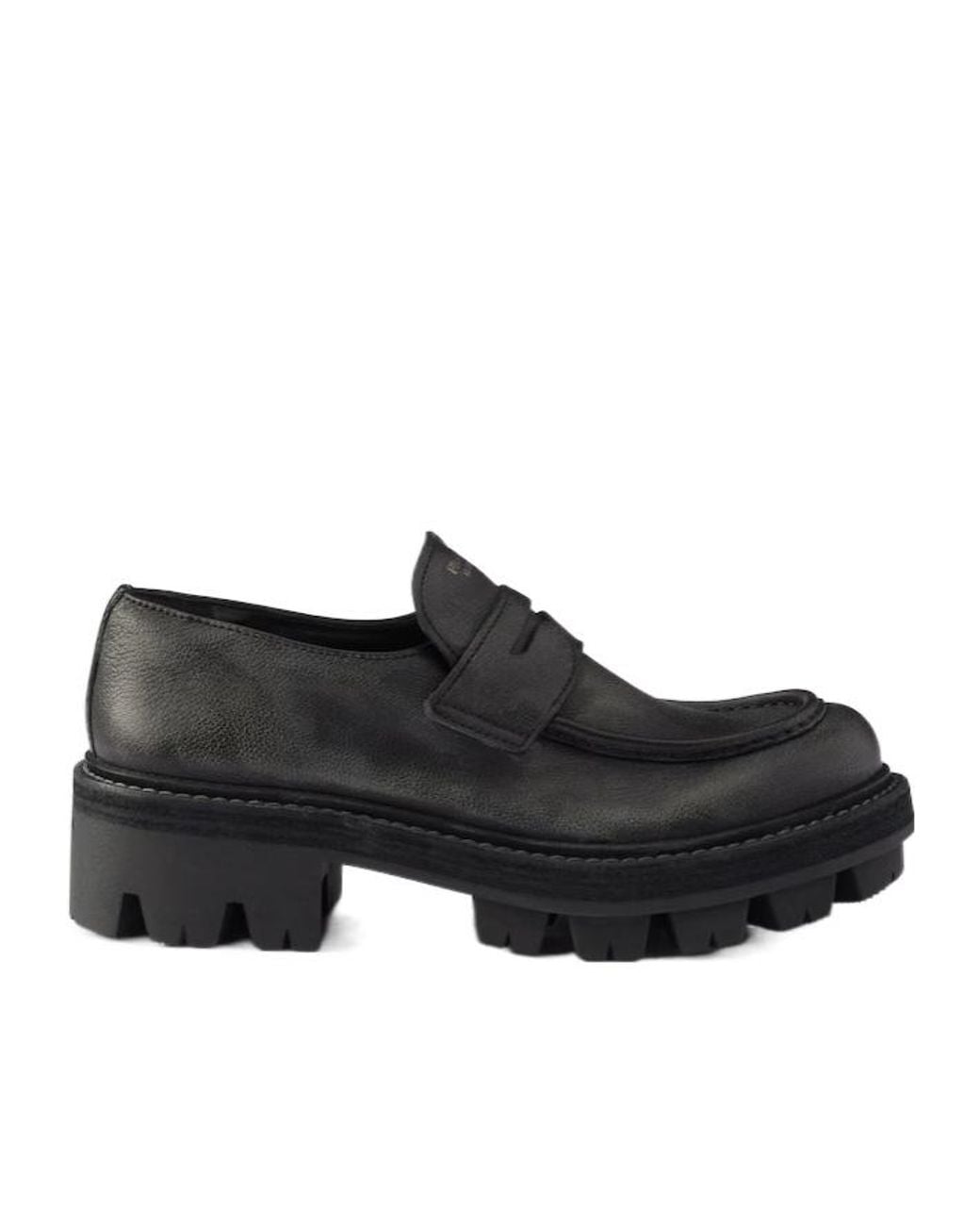 Prada Black Round-Toe Slip-On Loafers