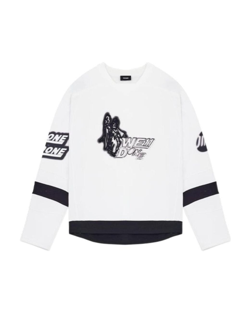 we11done White T-Shirt With Round Neck And Long Sleeves for men