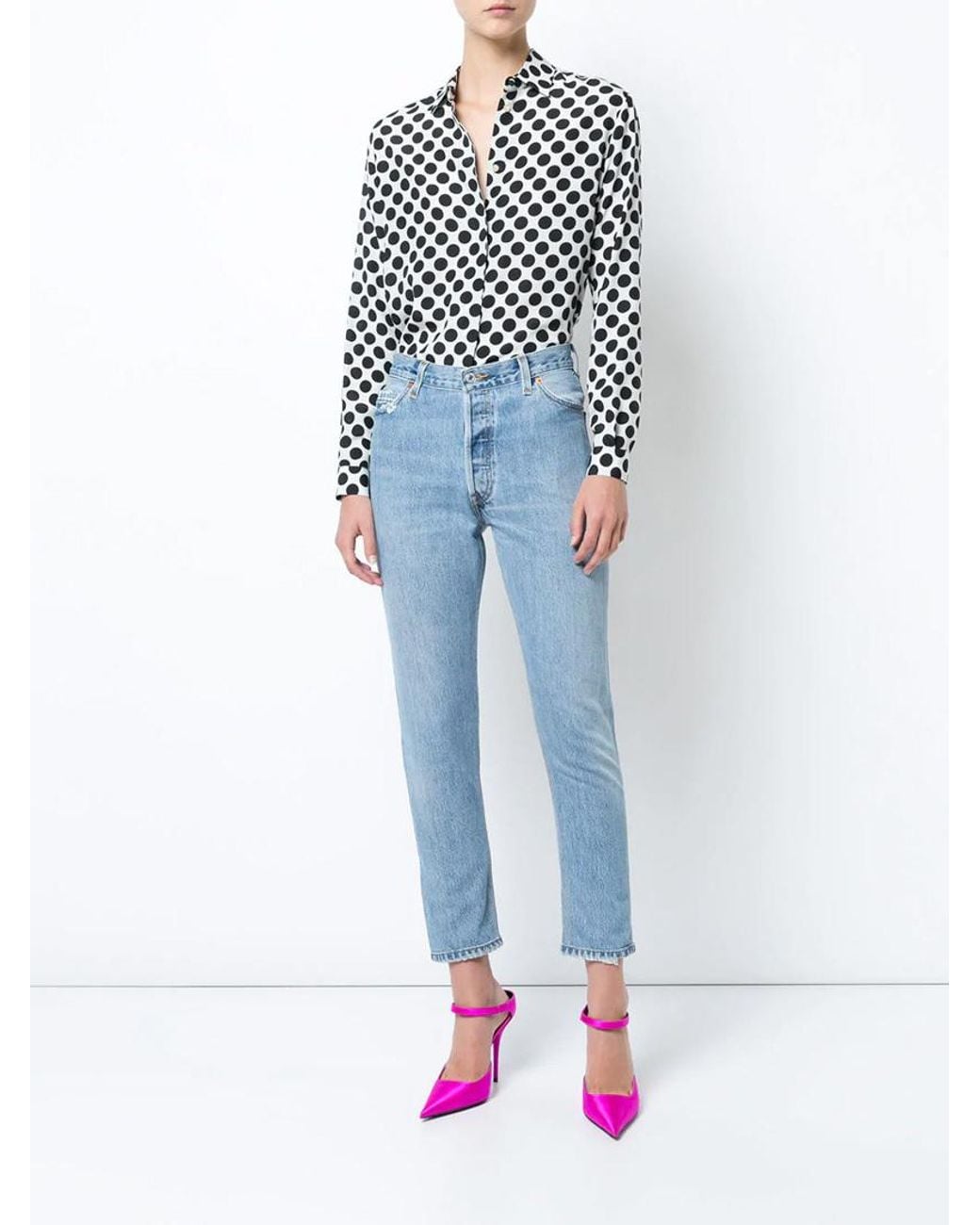 Re/done Blue High-Rise Cropped Jeans