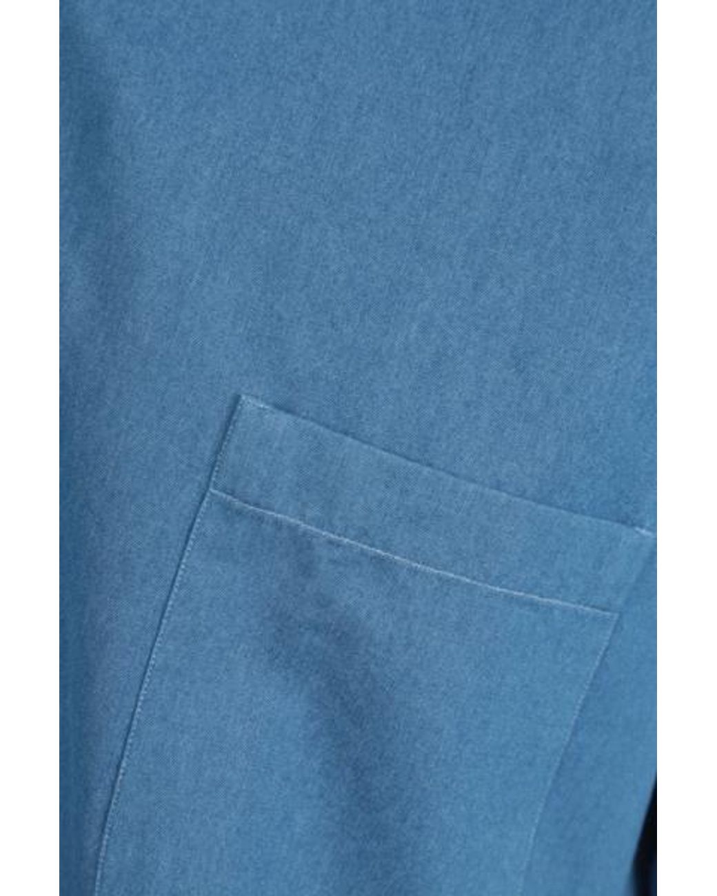 Loro Piana Blue Chest Pocket Long-Sleeved Shirt for men