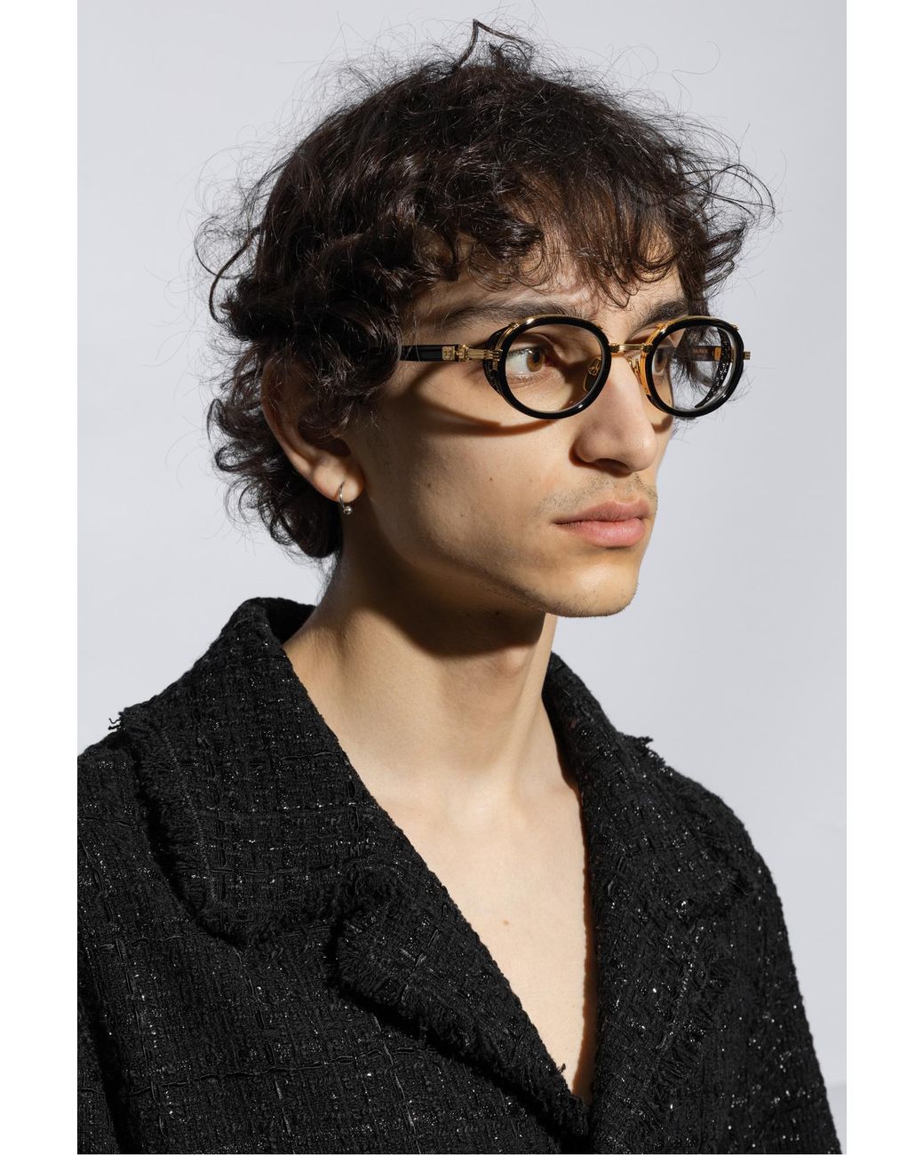 Balmain White Eyewear Chevalier Round Frame Glasses for men