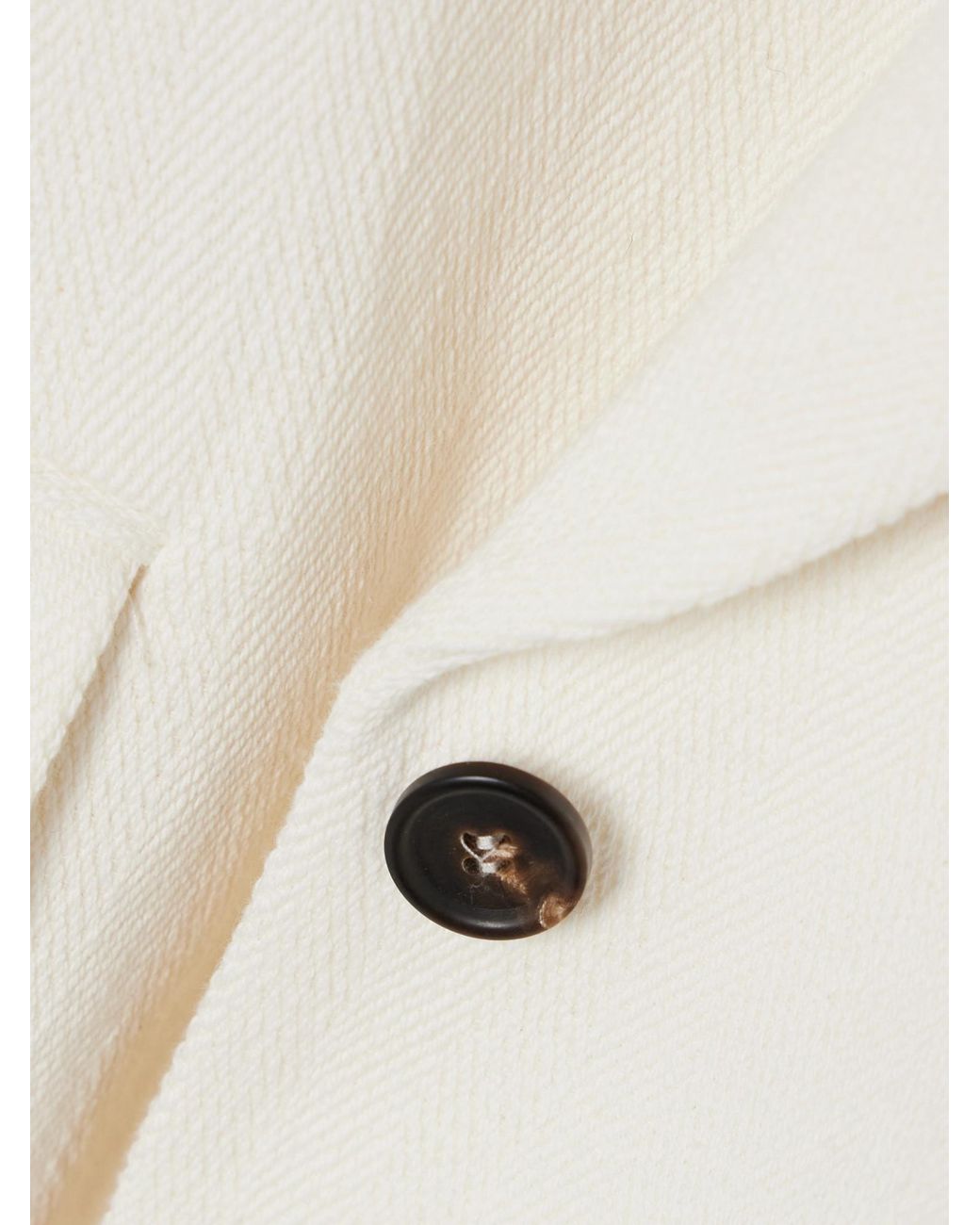 Brunello Cucinelli White Herringbone Single-Breasted Tailored Blazer