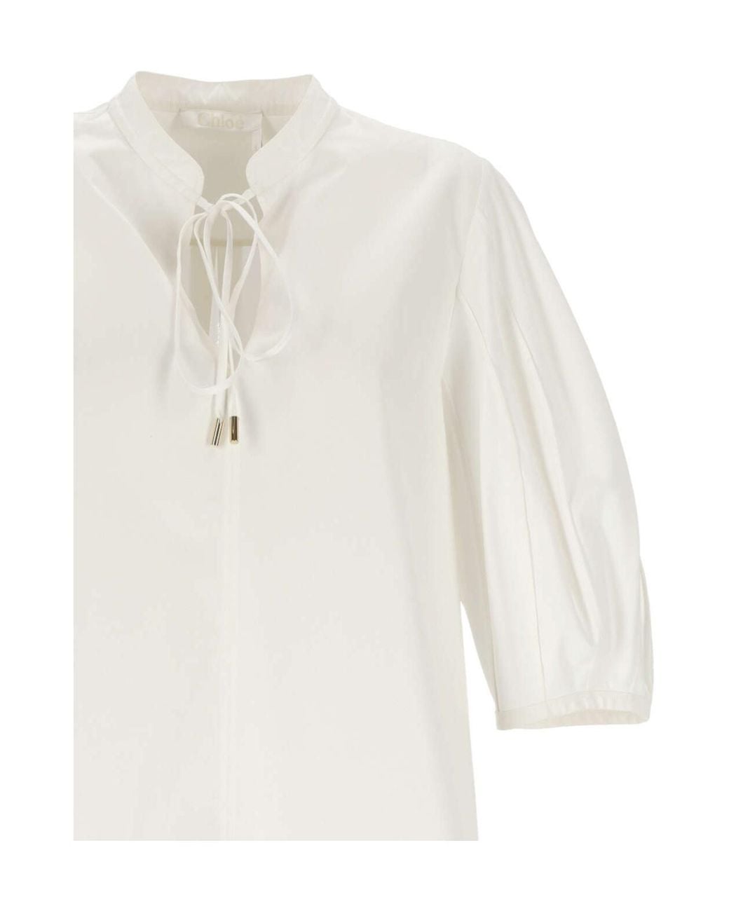 Chloé White Chloé Tie-Detailed Tunic Shirt