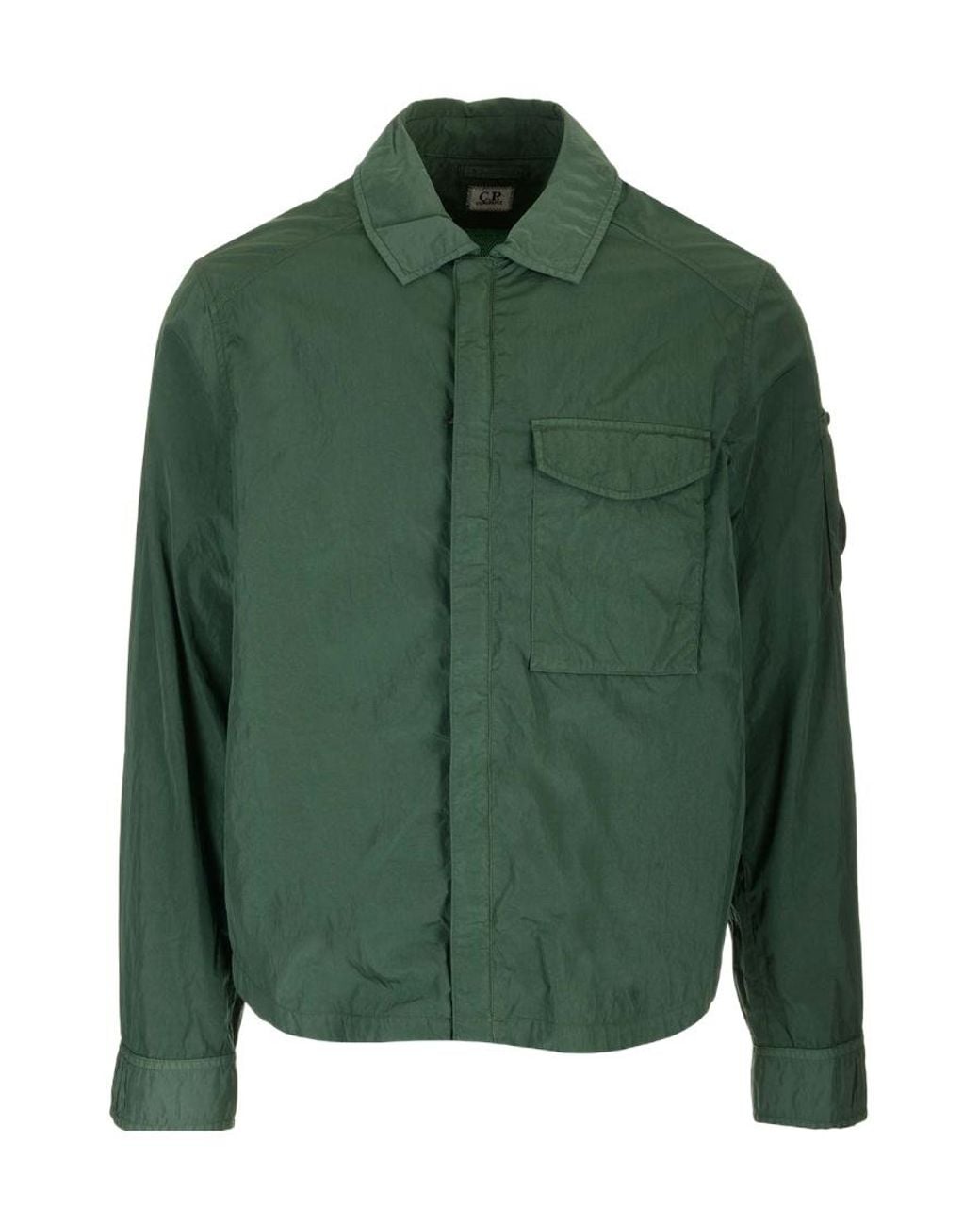 C P Company Green Chrome-R Long-Sleeved Overshirt for men
