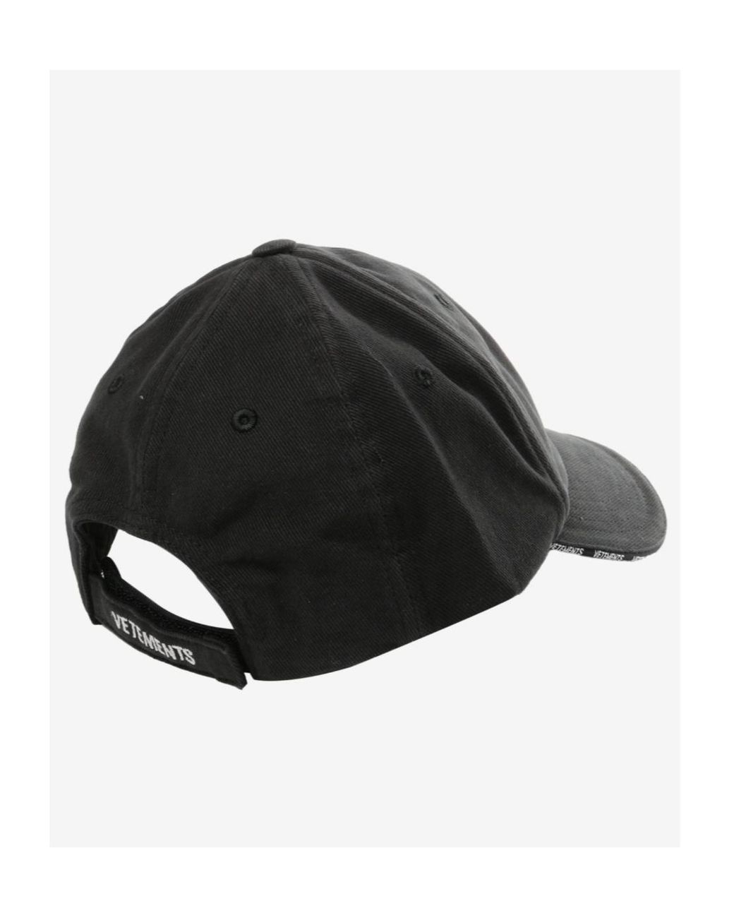 Vetements Black Global Mf Embroidered Text Sticker Cap for men