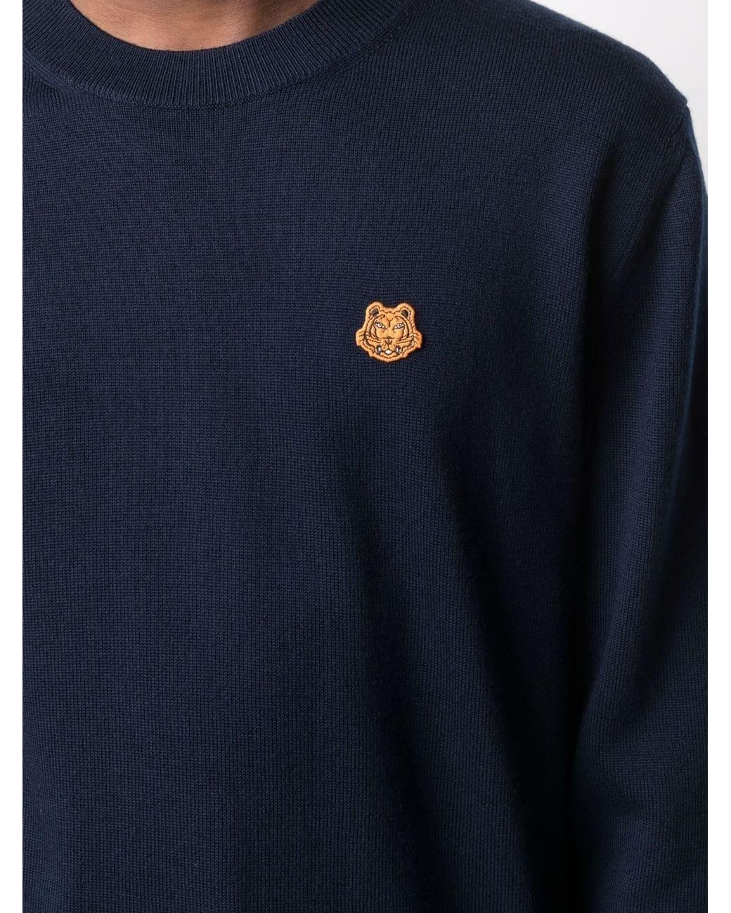 KENZO Blue Tiger Logo-Patch Jumper for men