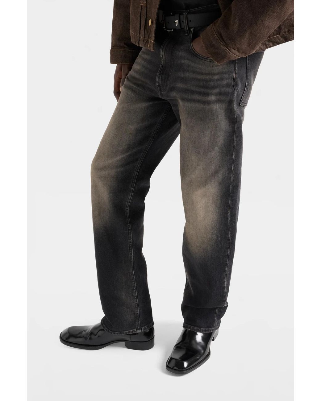 7 For All Mankind Gray Straight-Leg Jeans for men