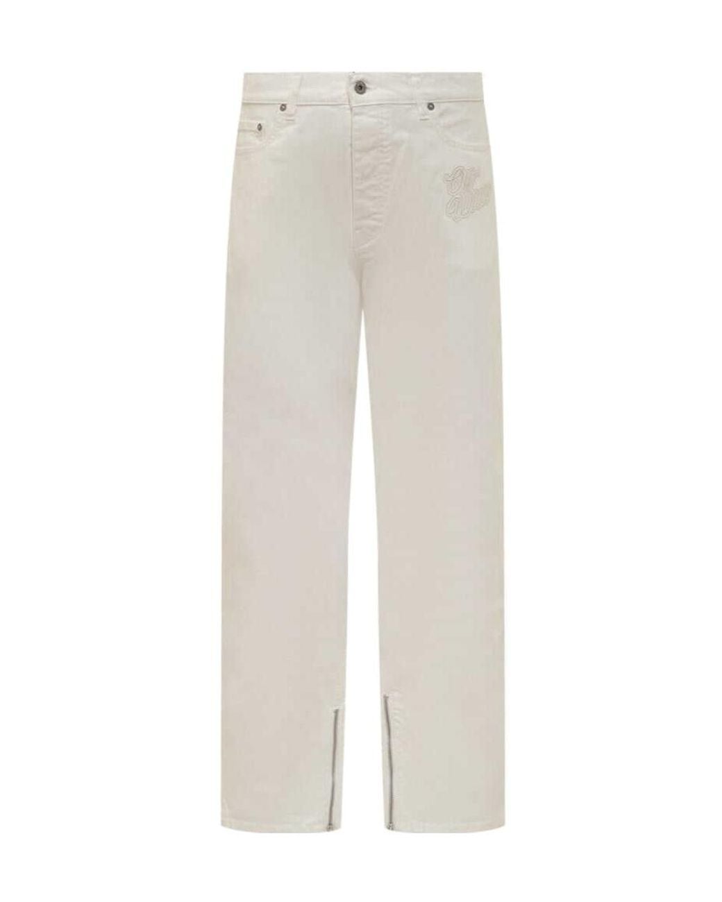 Off-White c/o Virgil Abloh White Logo Embroidered Straight Leg Jeans for men