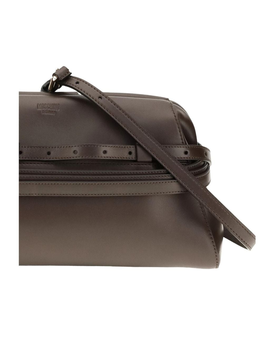 Moschino Brown Belted Shoulder Bag
