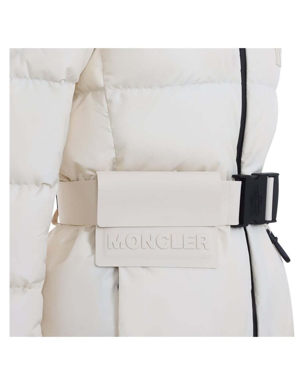 Moncler White Grenoble Bouquetin Belted Hooded Ski Jacket