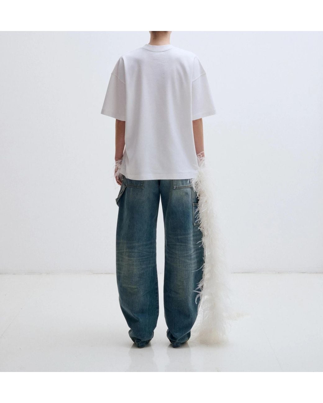 DARKPARK Blue Smith Feather-Trim Oversized T-Shirts