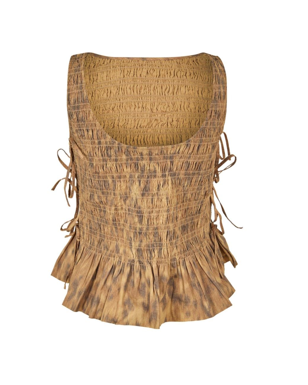 Ganni Natural Patterned Short Sleeve Shirt