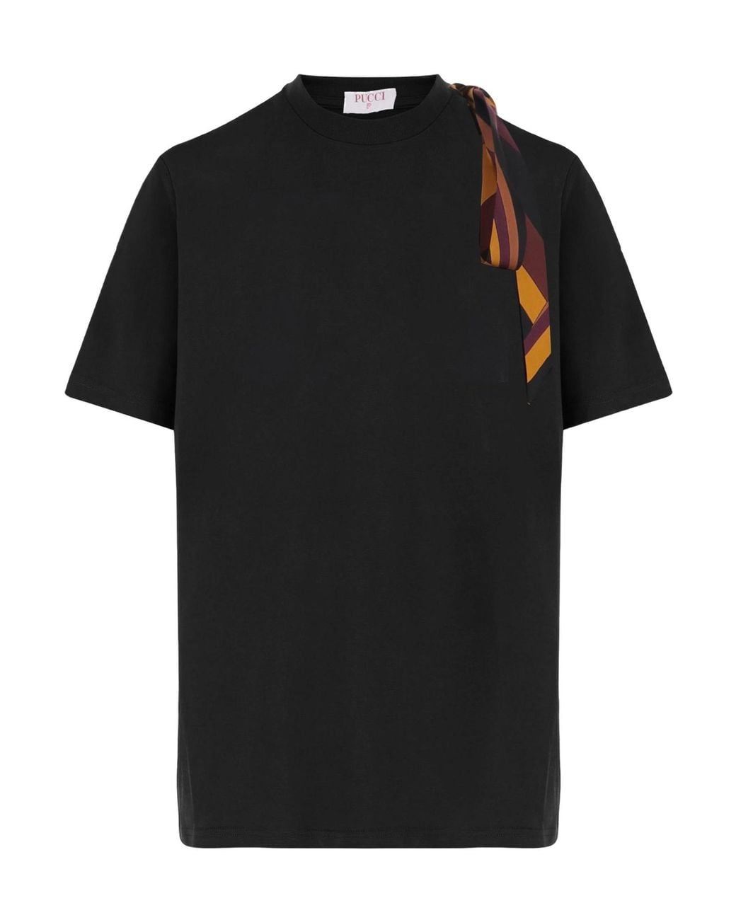 Emilio Pucci Black Pucci Scarf Detailed T-Shirt