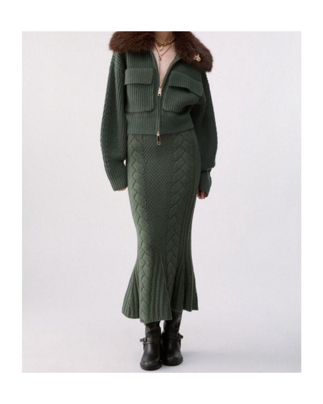 Liu Jo Green Wool Bomber Jacket