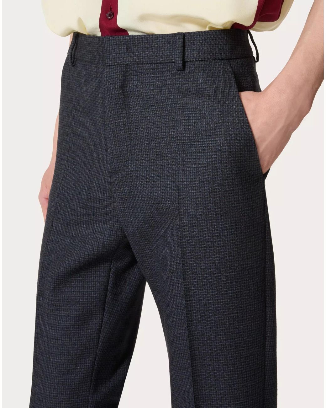 Valentino Blue Pressed-Crease Wool Trousers for men