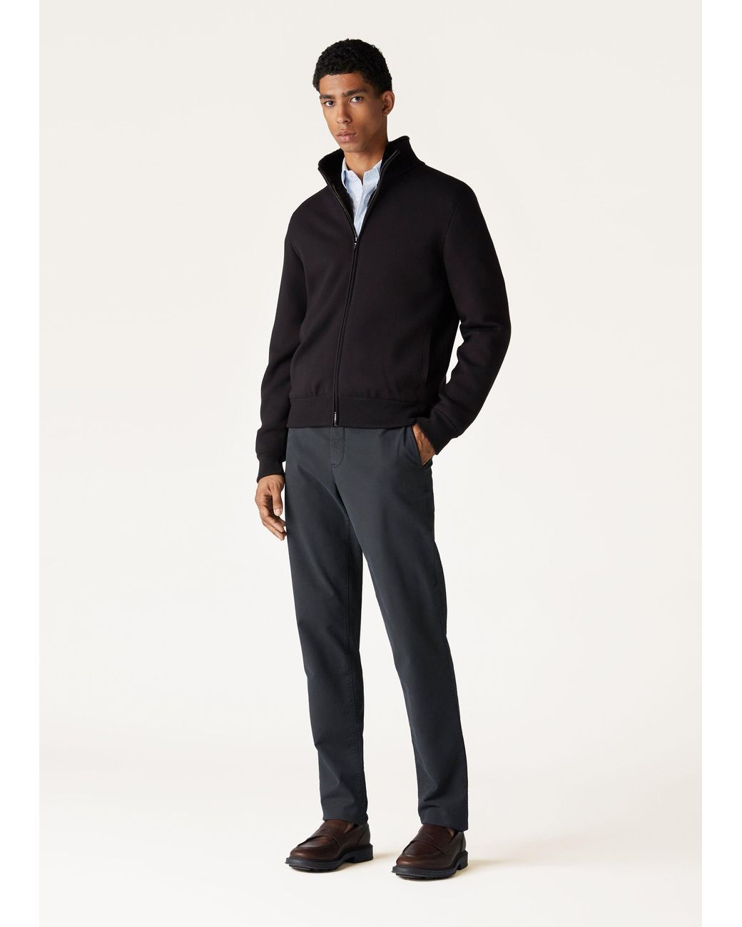 Loro Piana Black Belt-Loop Casual Trousers for men