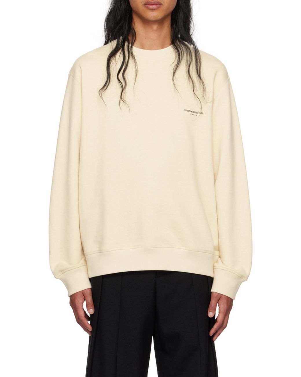 Wooyoungmi Natural Round Collar Long Sleeve Sweater for men
