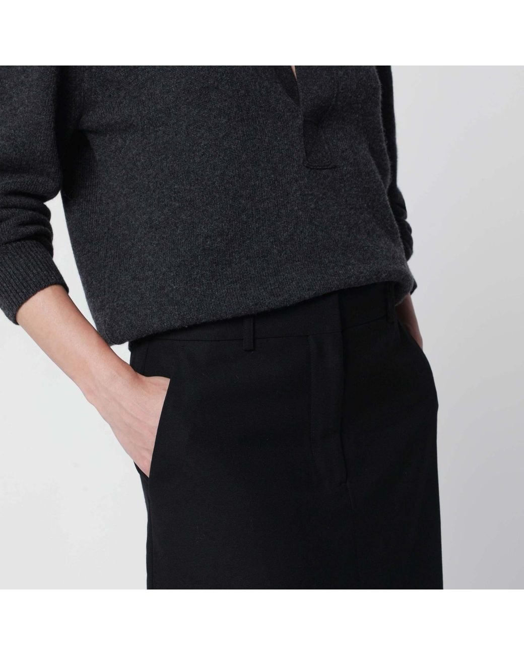 Totême Black Belt Loop Midi Skirt