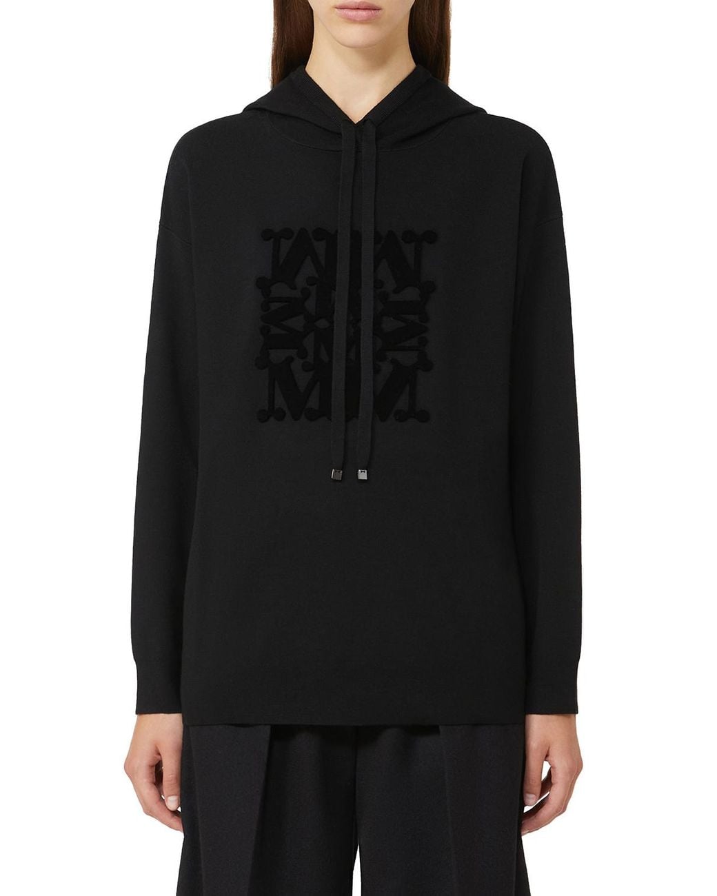 Max Mara Blue Taddeo Drawstring Knitted Hoodie