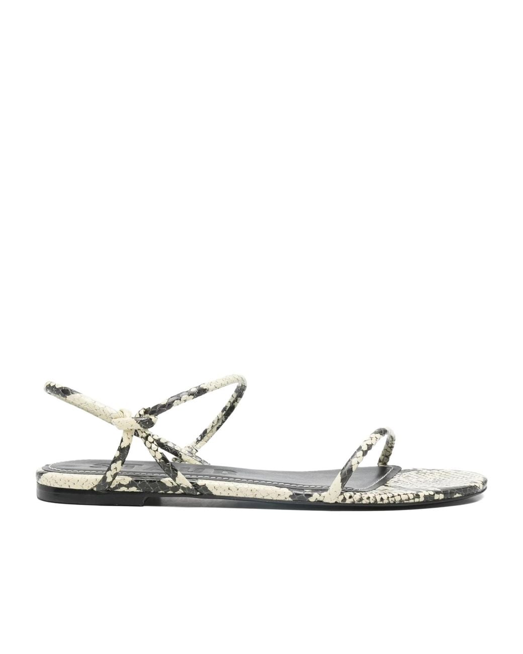 Staud White Laurel Printed Ankle Strap Sandals