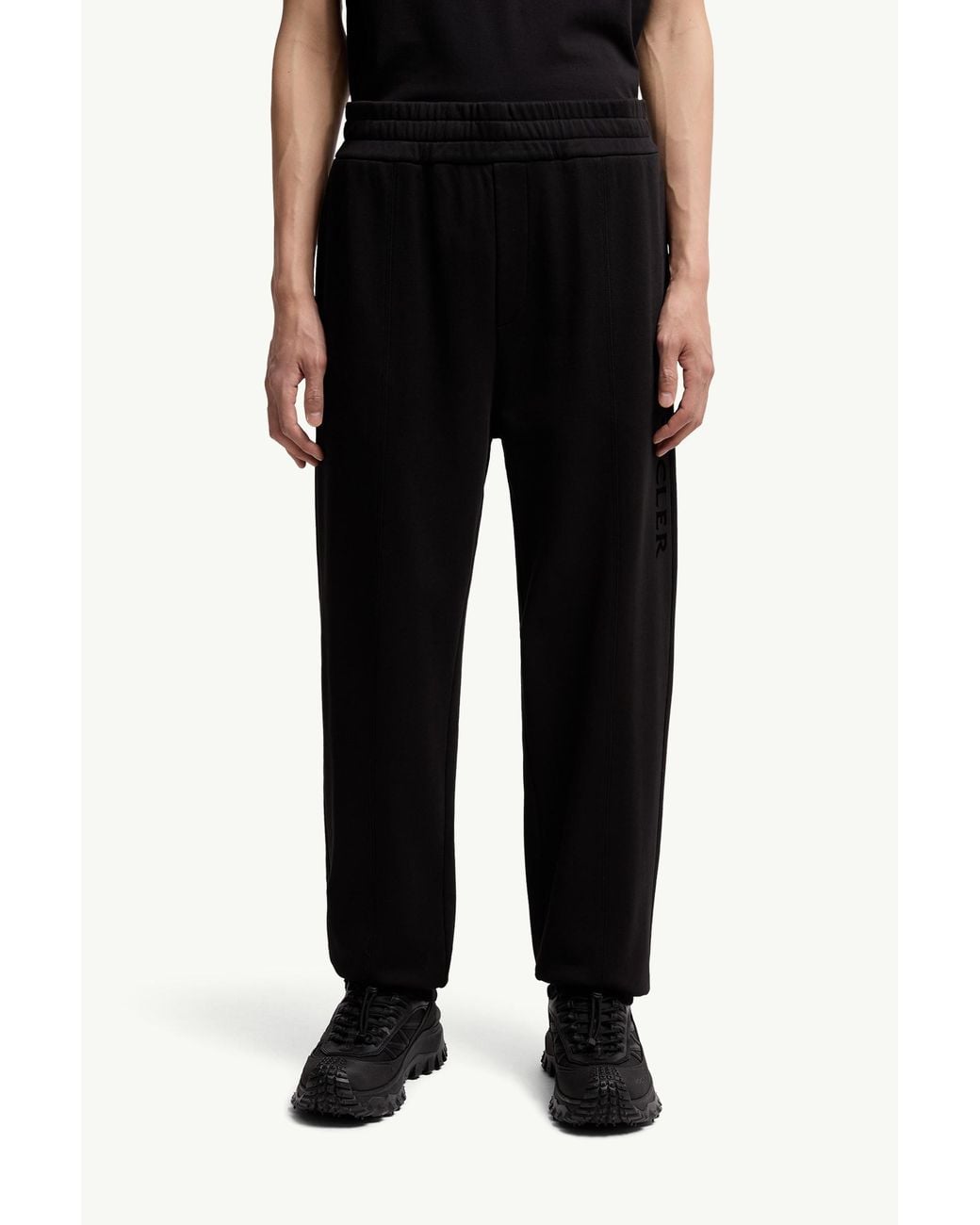 Moncler Black Logo Printed Track Pants for men