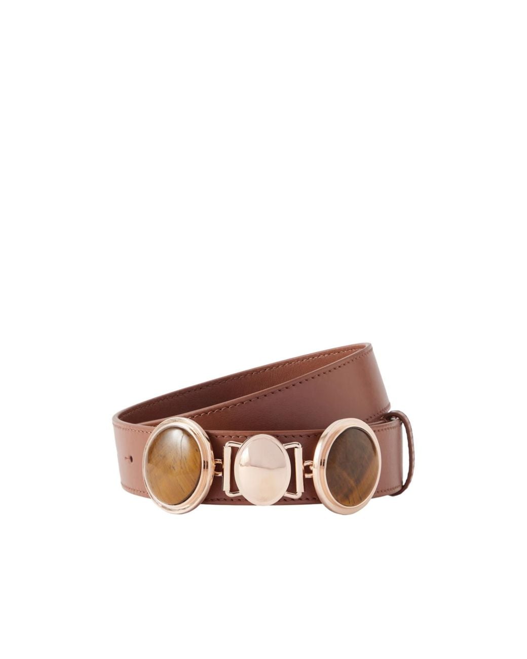 Gabriela Hearst Brown Embellished Leather Belt