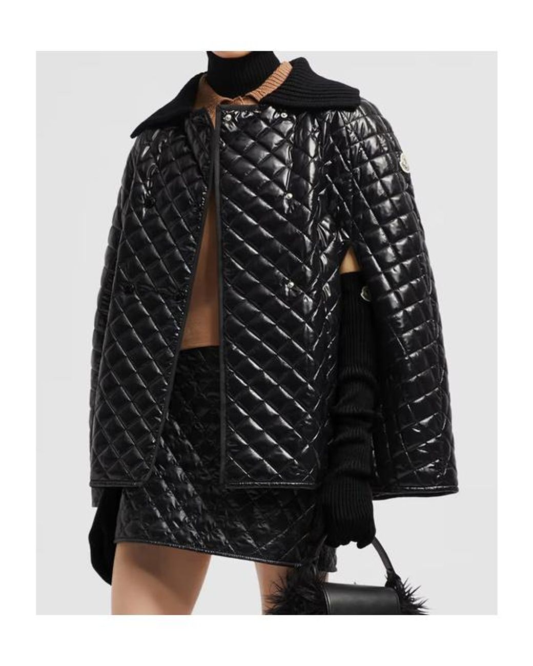 Moncler Black Quiletd Padded Cape