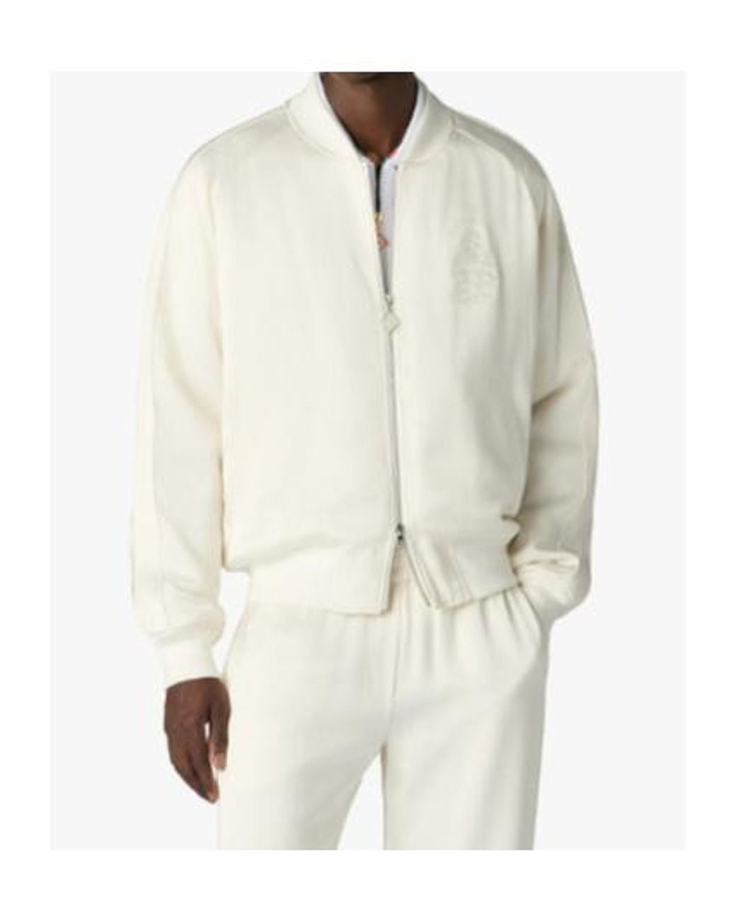 Casablanca White Off Hotel Emblem Satin Bomber Jacket for men
