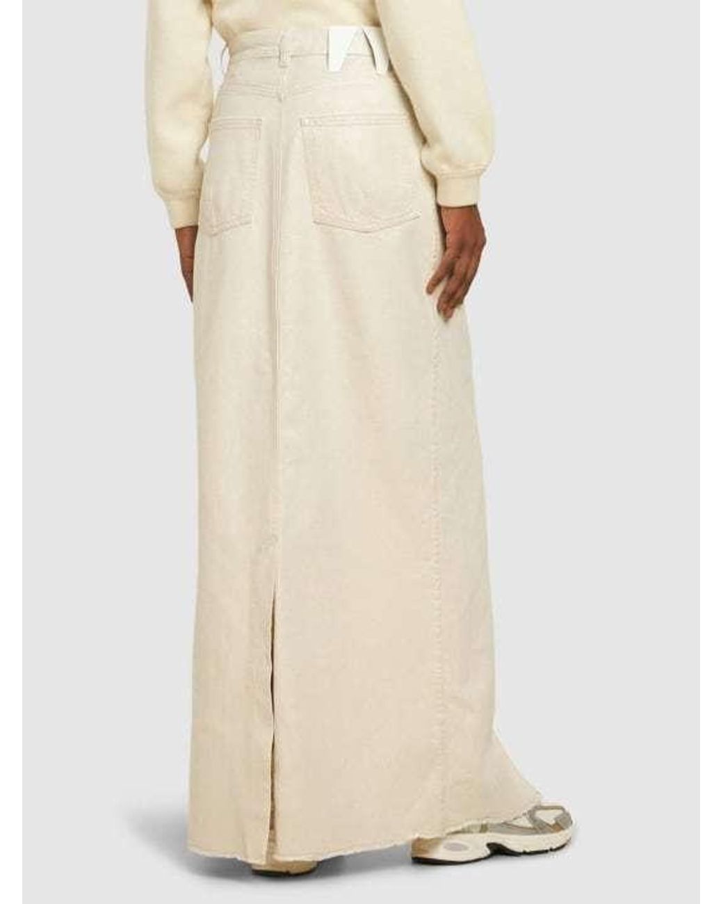 DARKPARK White Emma Cotton Denim Midi Skirt