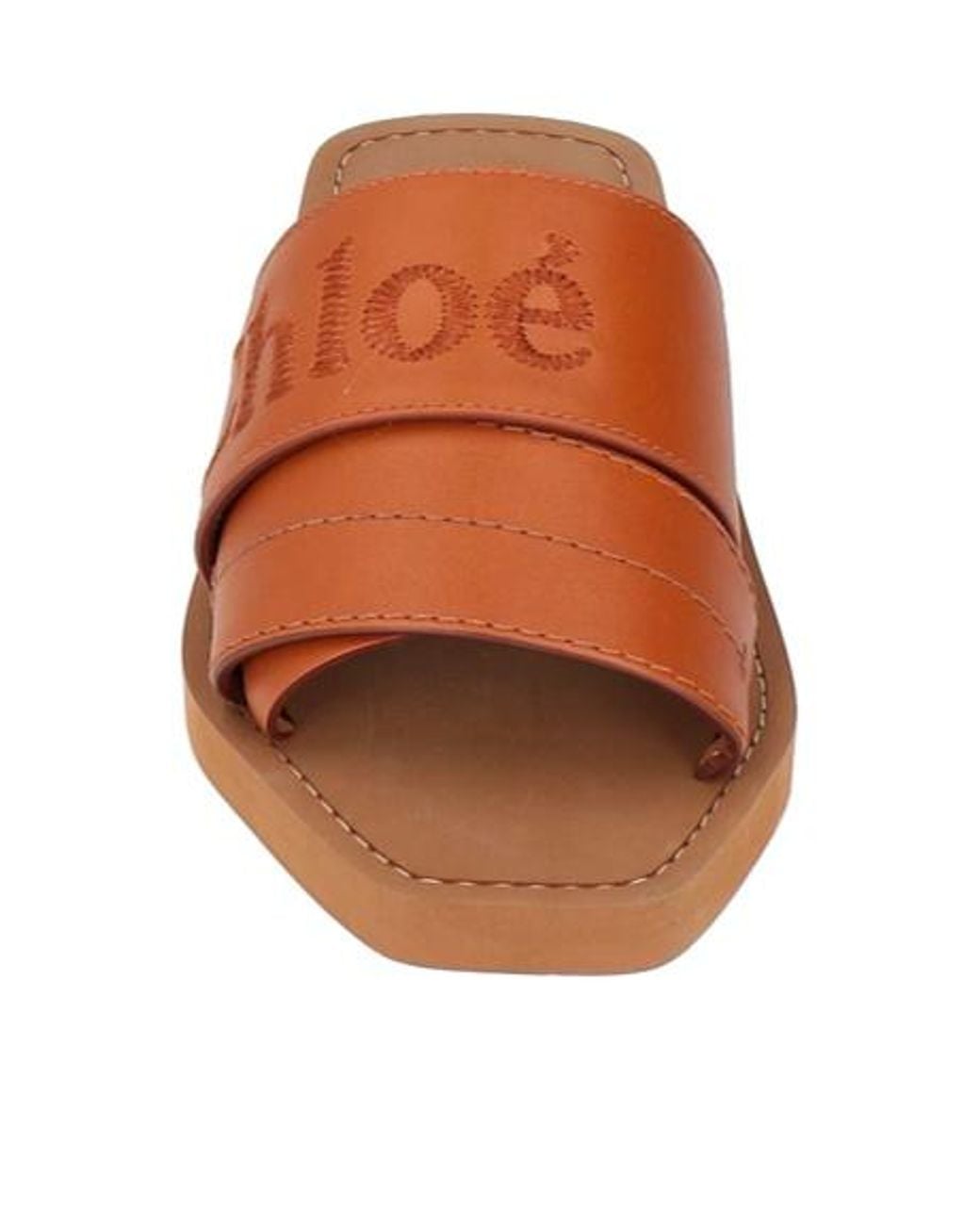 Chloé Brown Embroidered Square-Toe Slippers