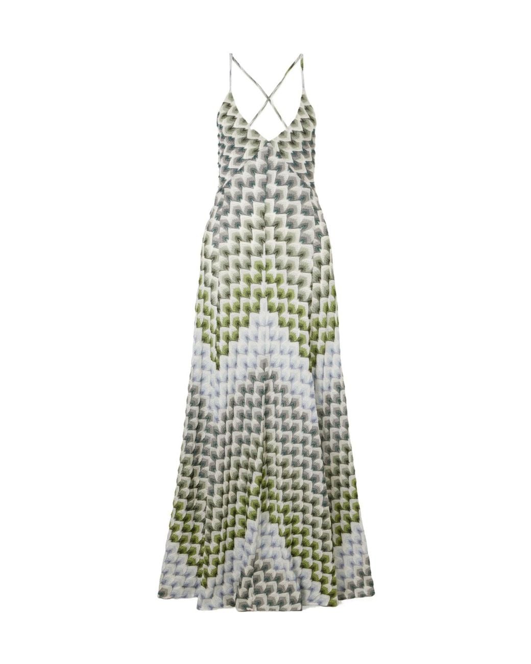 Missoni Green Metallic Crochet-Knit Maxi Dress